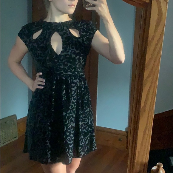 free people black cut out dress Free People Womens Marsaille Black Short Sleeve Cutout Mini Dress NEW Medium